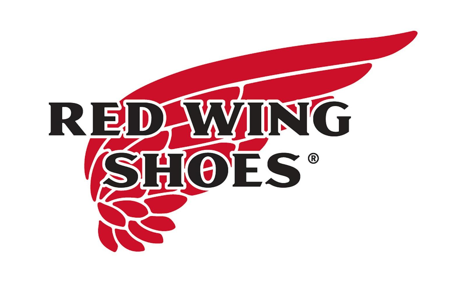 Red Wing Shoes logo with red wing graphic, perfect for rugged mountain adventures.