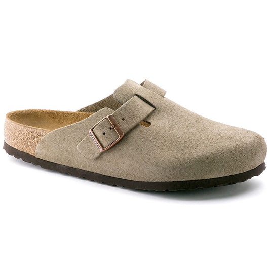 Birkenstock Boston Taupe Suede Soft Narrow - Kumpfy Shoes