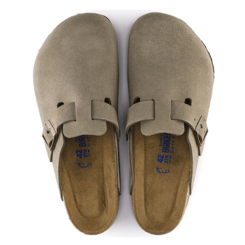 Birkenstock Boston Taupe Suede Soft Narrow - Kumpfy Shoes