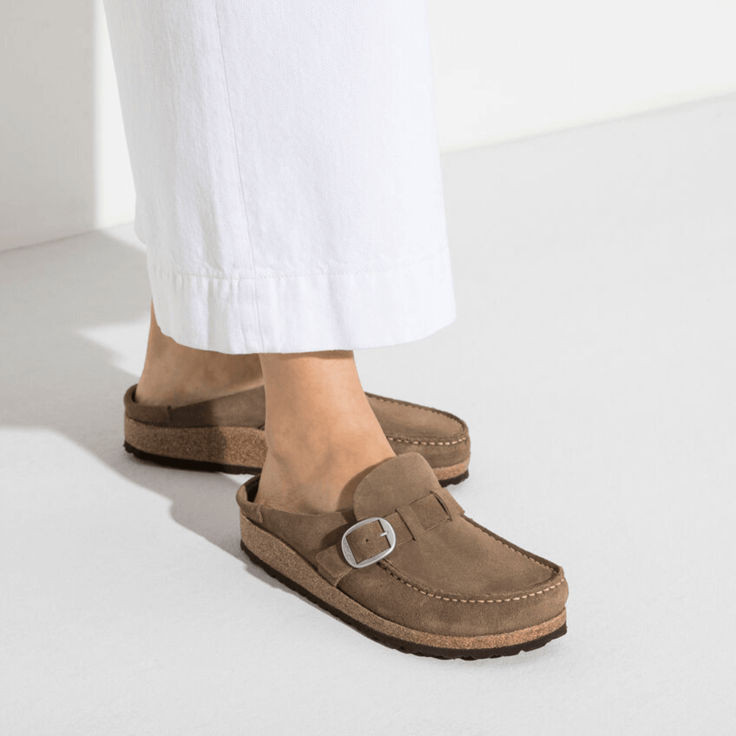 Birkenstock Buckley Gray Taupe Suede Narrow - Kumpfy Shoes