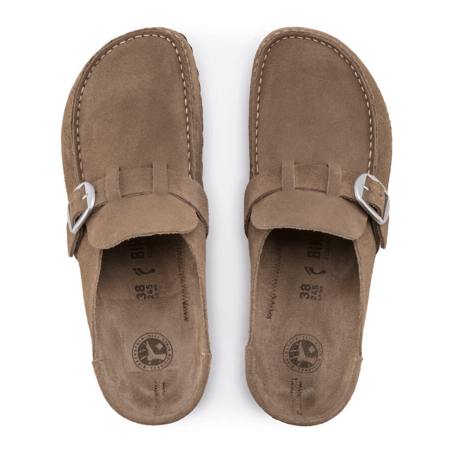 Birkenstock Buckley Gray Taupe Suede Narrow - Kumpfy Shoes
