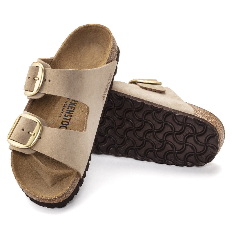 BirkenstockArizonaBigBuckleSandcastleNubuckRegularSandalPerspectiveSideView_AngledView