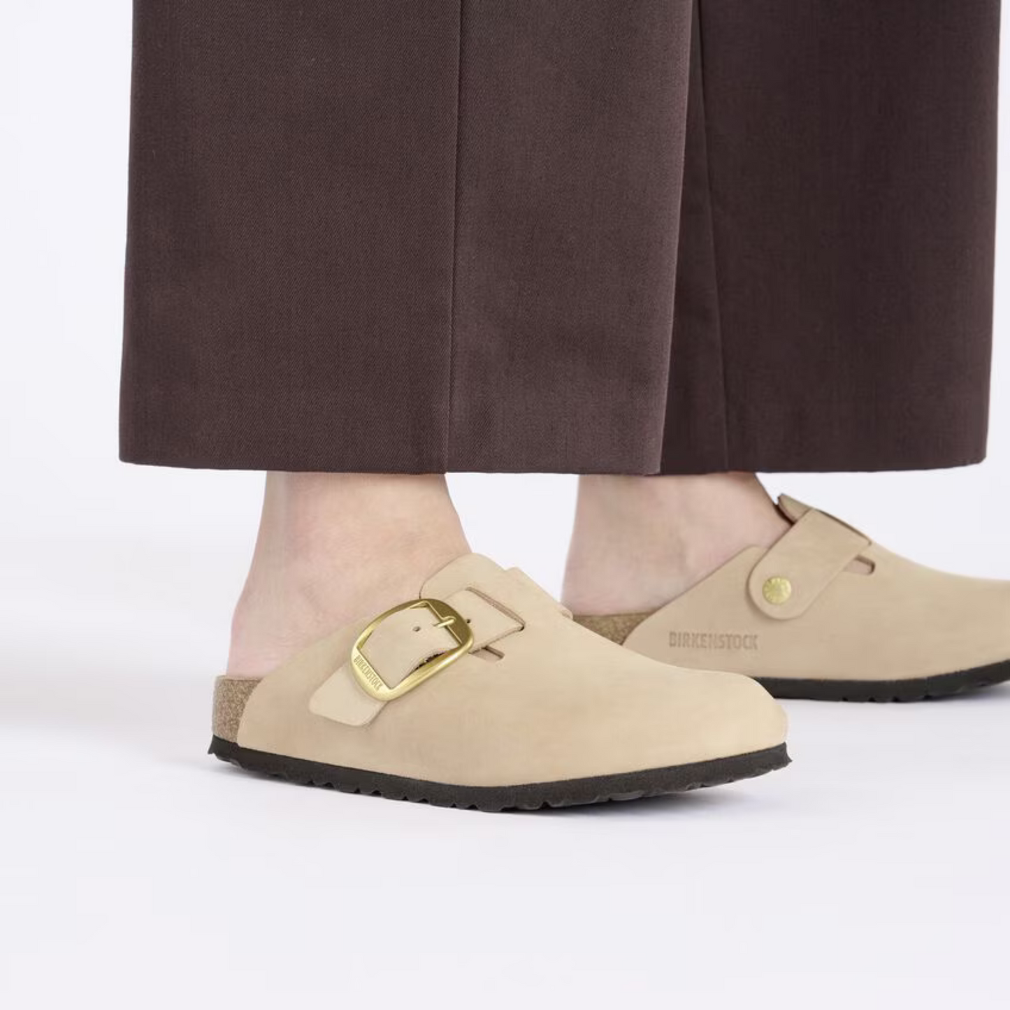 Birkenstock Boston Big Buckle Narrow Clog - Sandcastle Nubuck