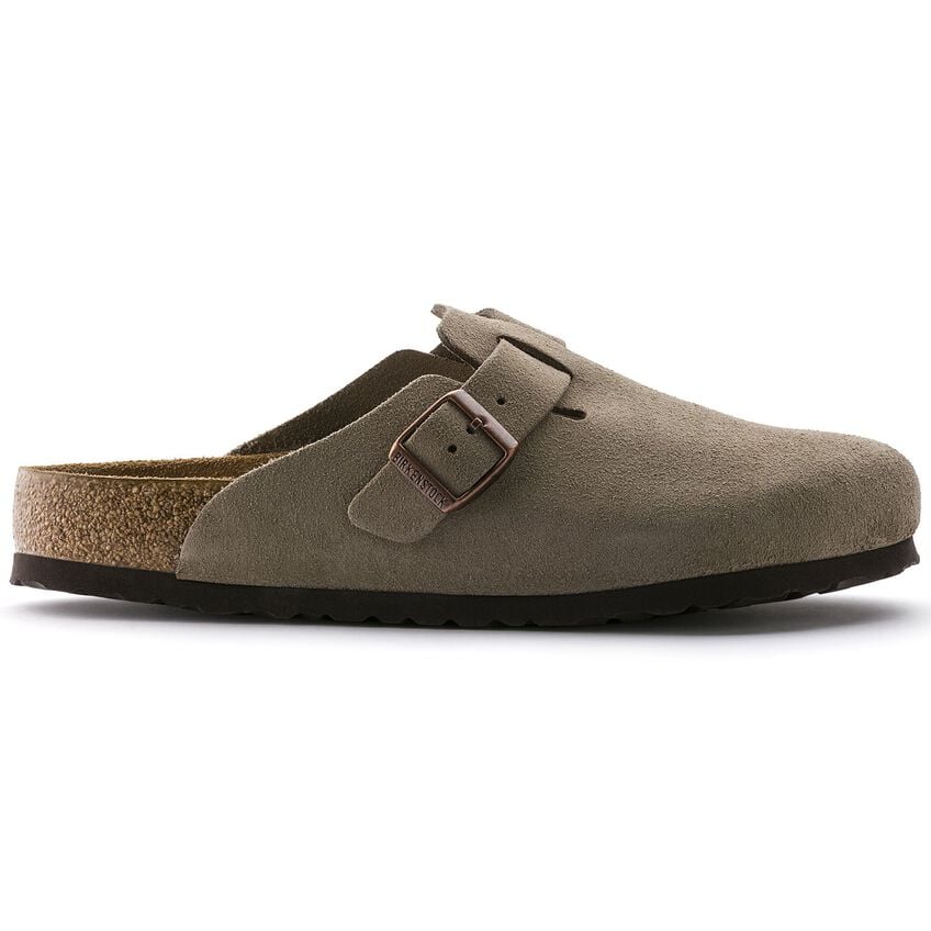 BirkenstockBostonSoftFootbedTaupeSuedeRegularClogSideView