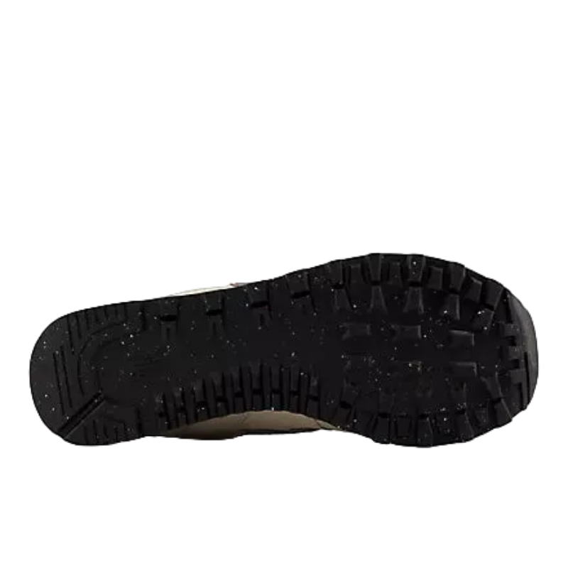 Rugged black sneaker sole with deep tread, perfect for mountain adventures and outdoor trails.