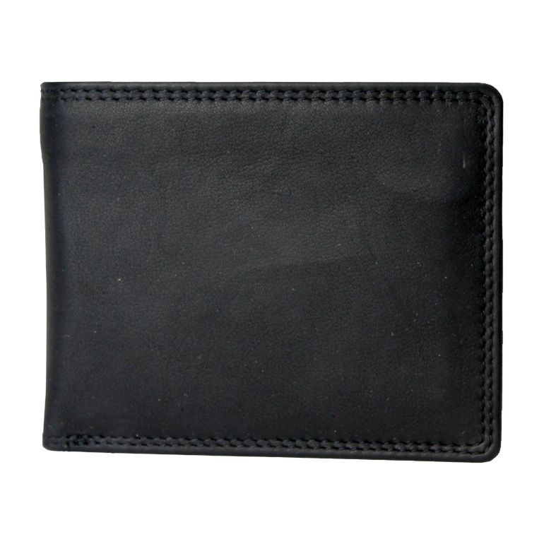 Rugged Earth Black Leather Bifold Wallet 880011