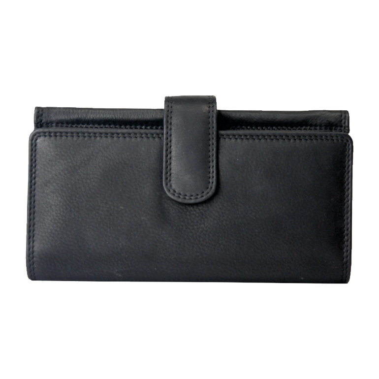 Rugged Earth Black Leather Organizer Ladies Wallet 880014