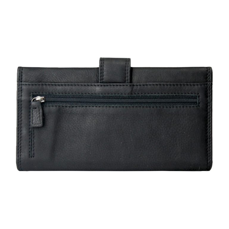 Rugged Earth Black Leather Organizer Ladies Wallet 880014
