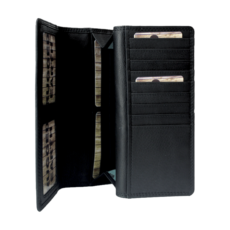 Rugged Earth Black Leather Organizer Ladies Wallet 880014