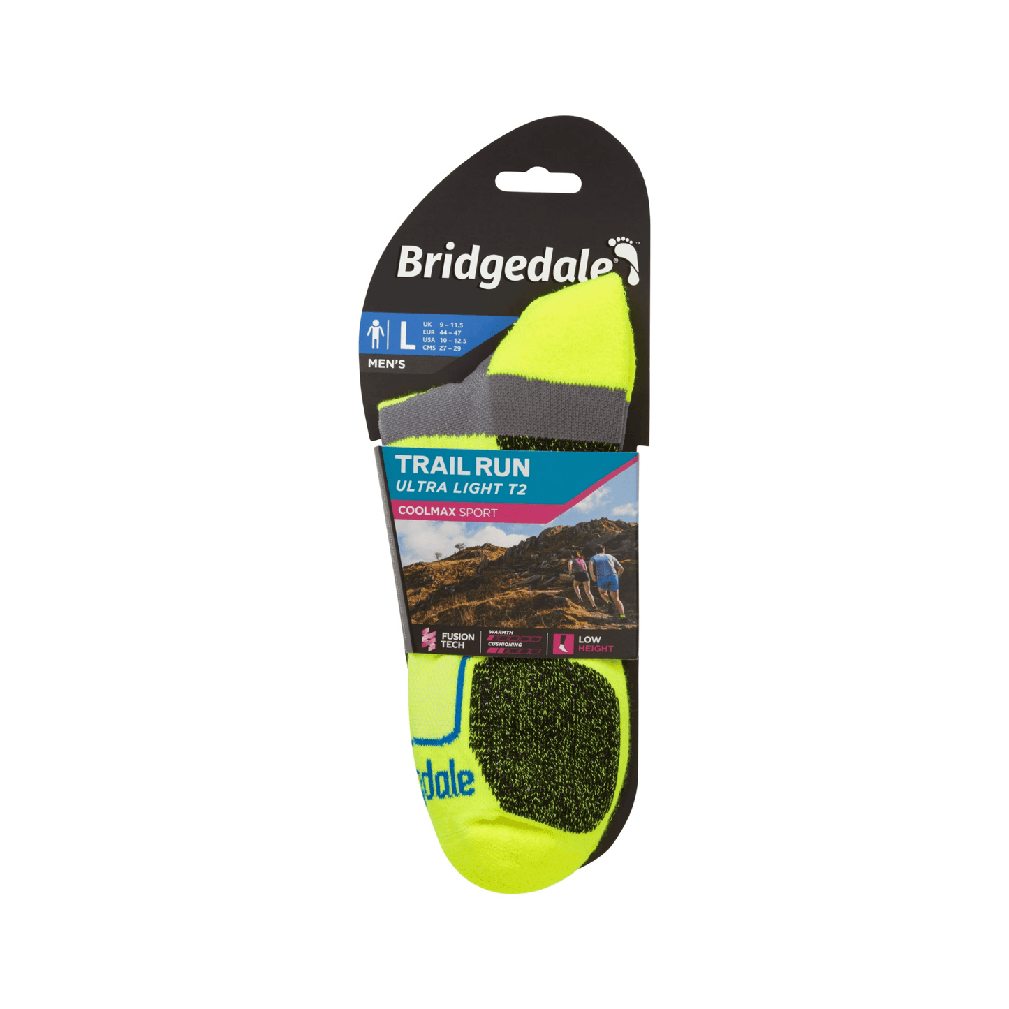 Bridgedale Socks Trail Run Ultra Light Low Coolmax Yellow - Kumpfy Shoes