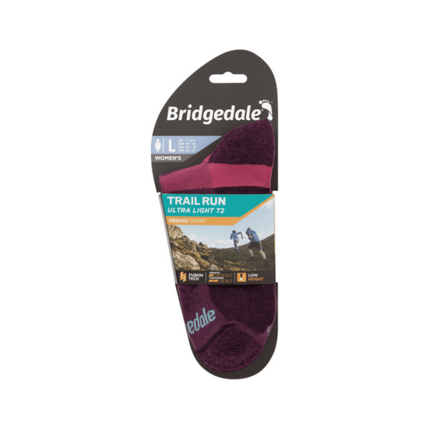 Bridgedale Socks Trail Run Ultra Light Low Merino WMS Damson - Kumpfy Shoes