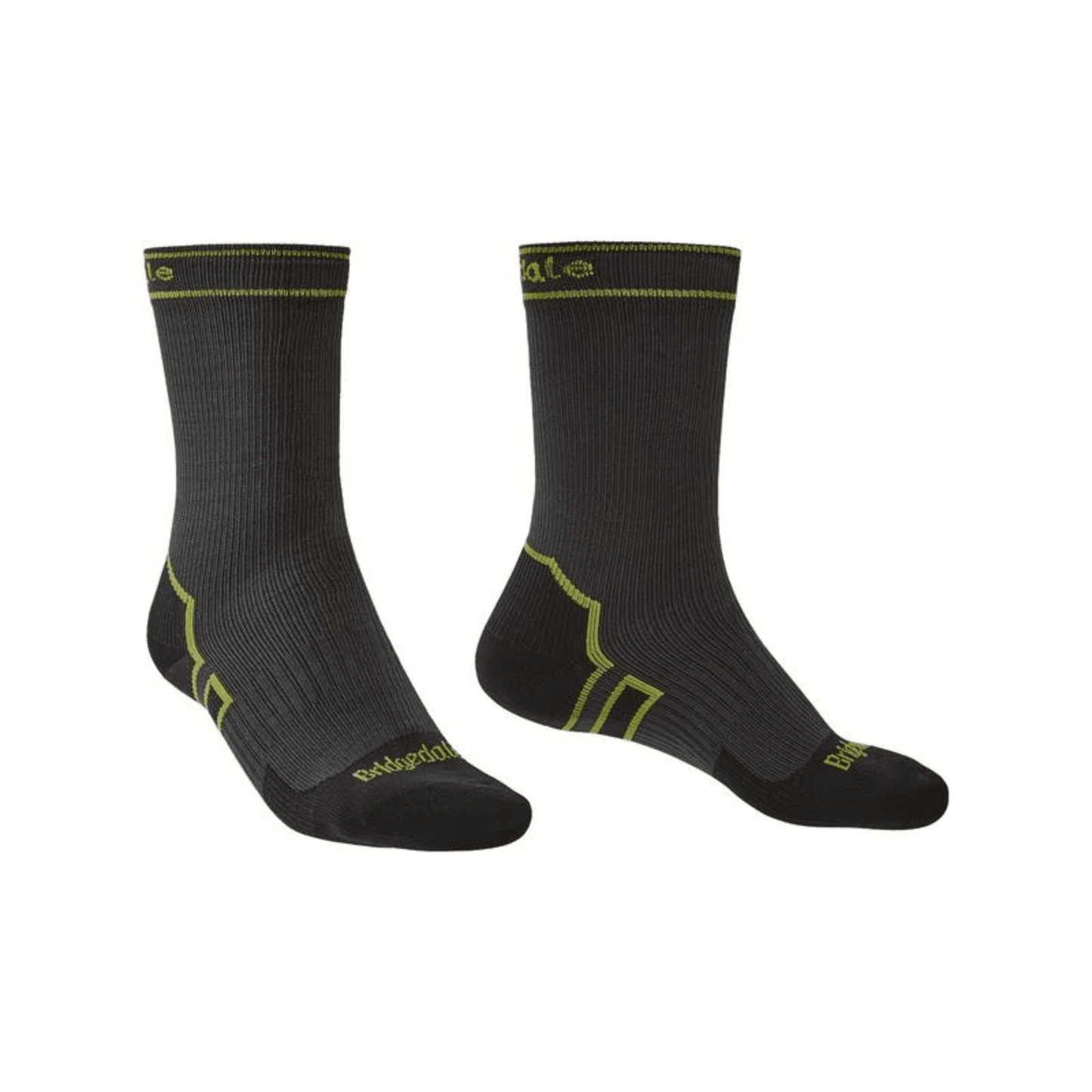 Bridgedale Socks Storm Light Weight Boot Unisex Dark Grey/Lime - Kumpfy Shoes