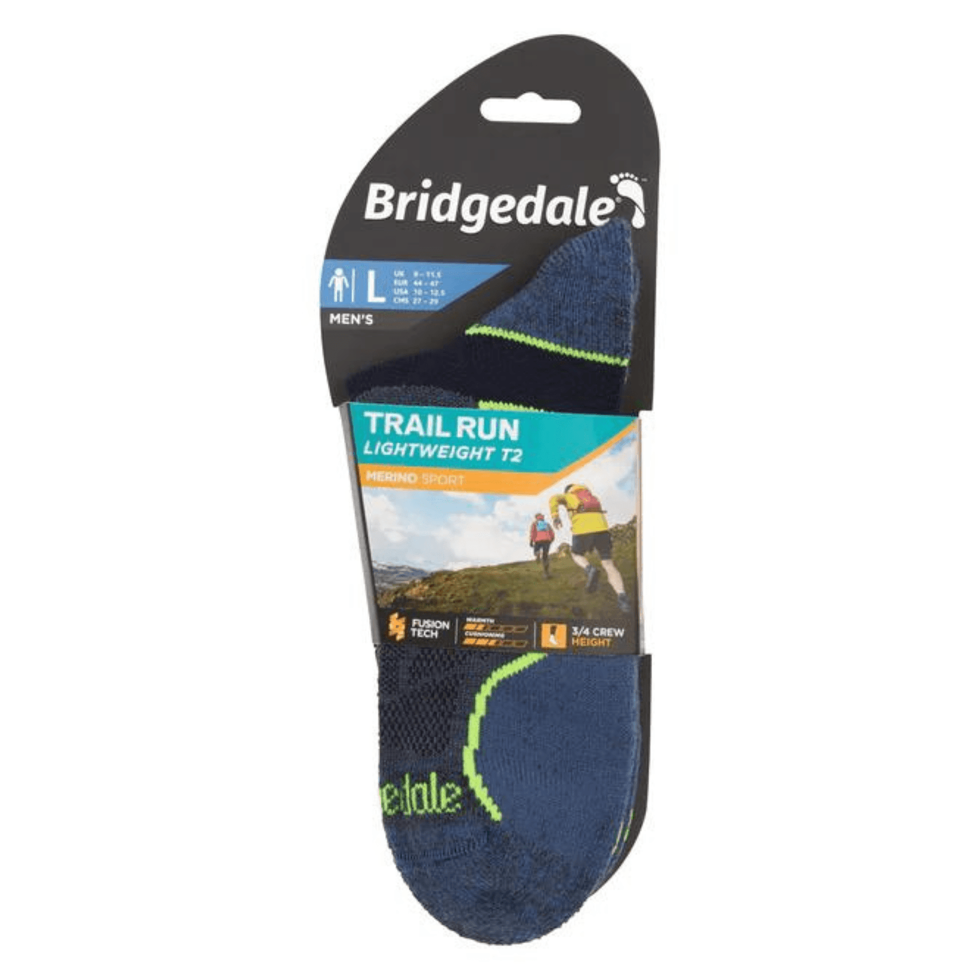 Bridgedale Socks Trail Run Light Weight Merino Blue - Kumpfy Shoes