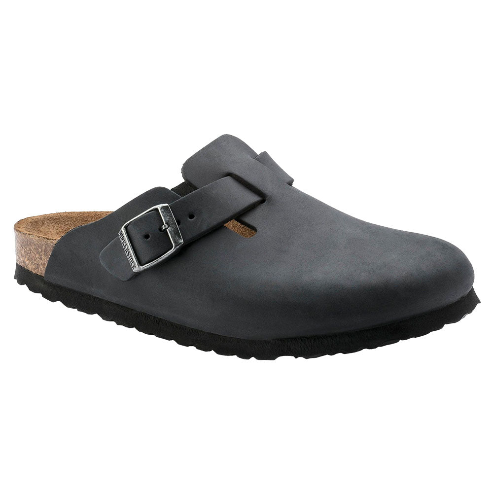 Birkenstock Boston Oiled Leather Narrow Clogs - Black
