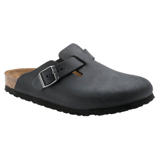 Birkenstock Boston Oiled Leather Narrow Clogs - Black