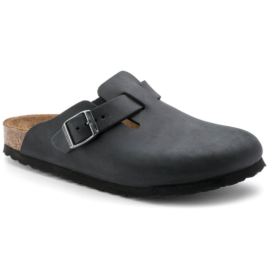 Birkenstock Boston Black Oiled Leather Narrow - Kumpfy Shoes