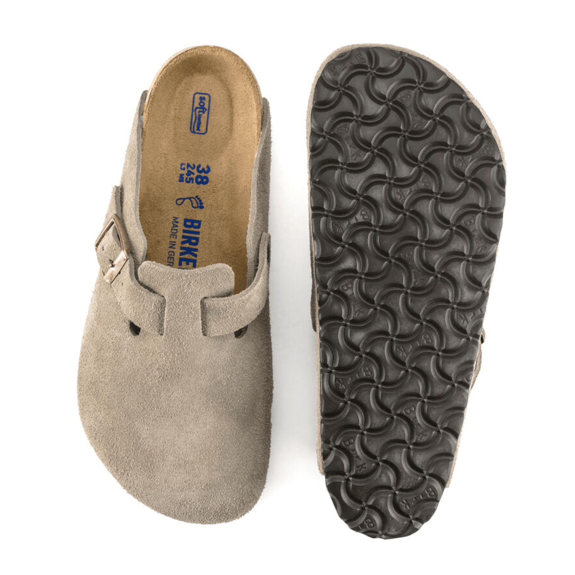 Birkenstock Boston Taupe Suede Soft Narrow - Kumpfy Shoes