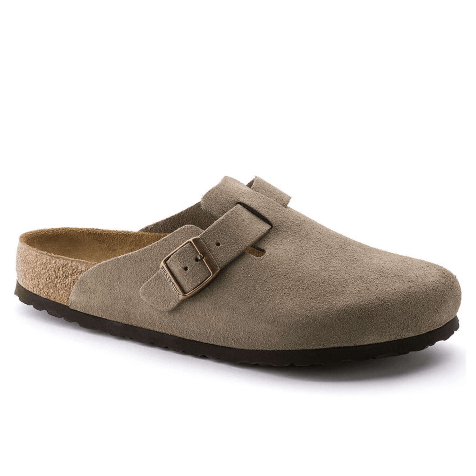 Birkenstock Boston Taupe Suede Soft Narrow - Kumpfy Shoes