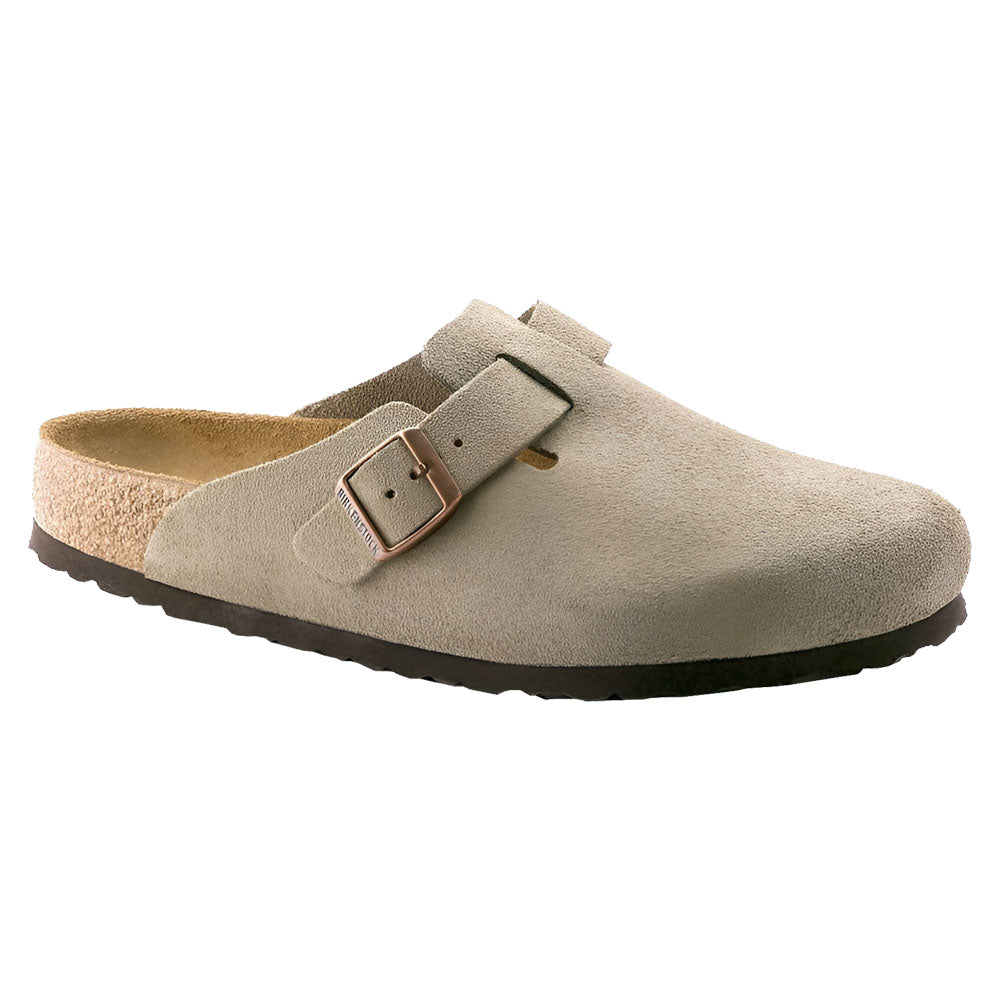 Birkenstock Boston Suede Soft Narrow Clogs - Taupe