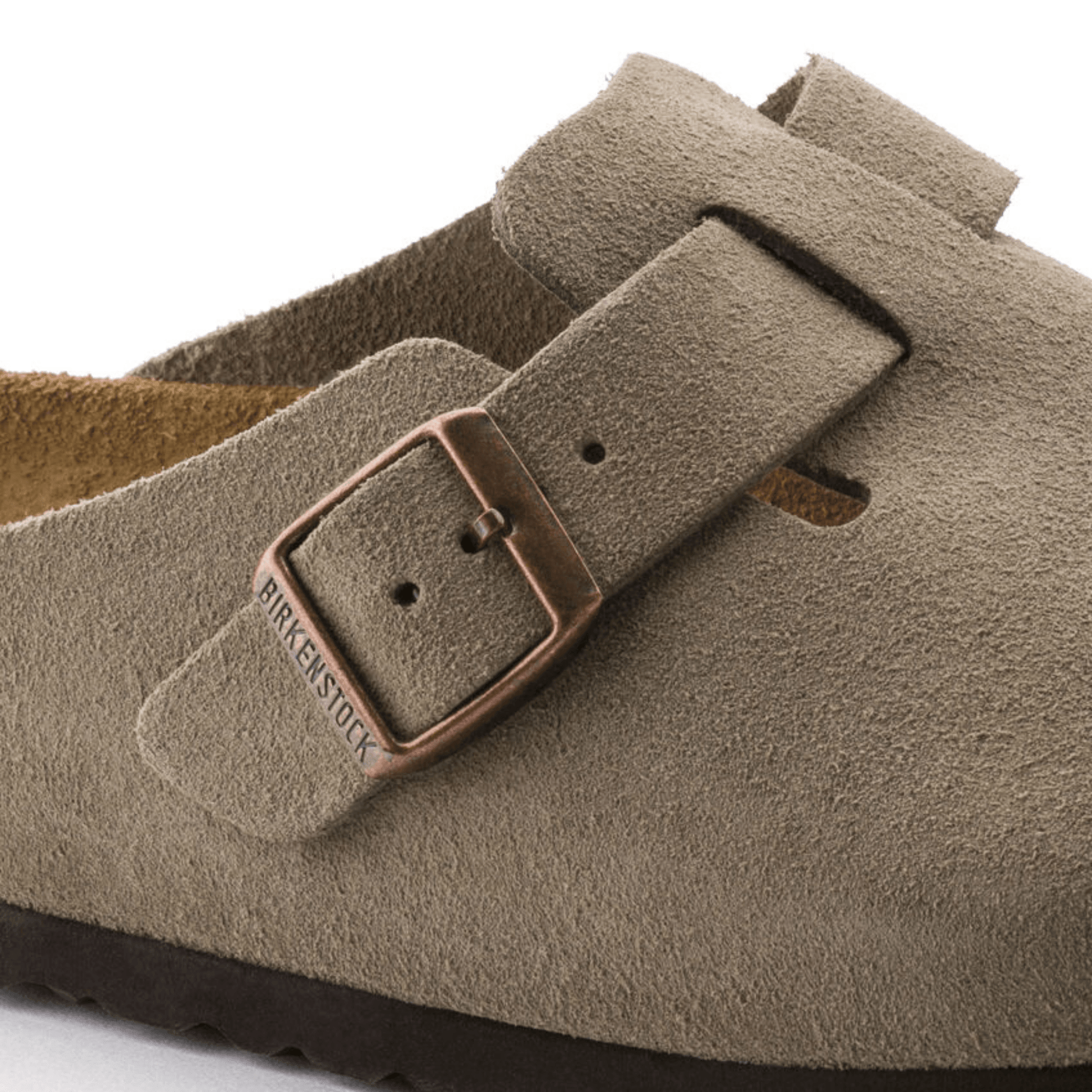 Birkenstock Boston Taupe Suede Soft Narrow - Kumpfy Shoes