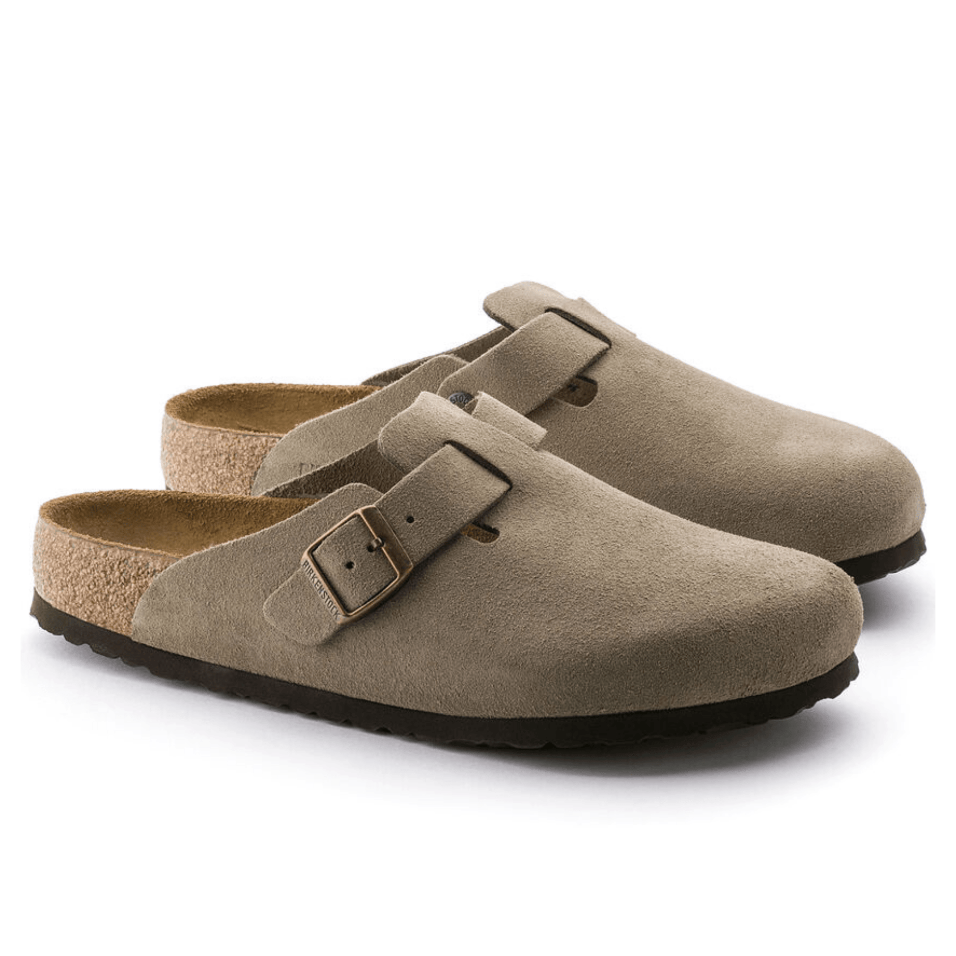 Birkenstock Boston Taupe Suede Soft Narrow - Kumpfy Shoes