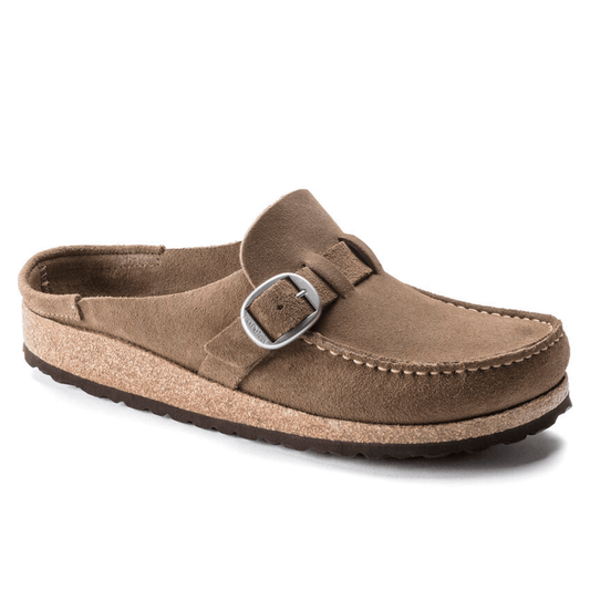 Birkenstock Buckley Gray Taupe Suede Narrow - Kumpfy Shoes