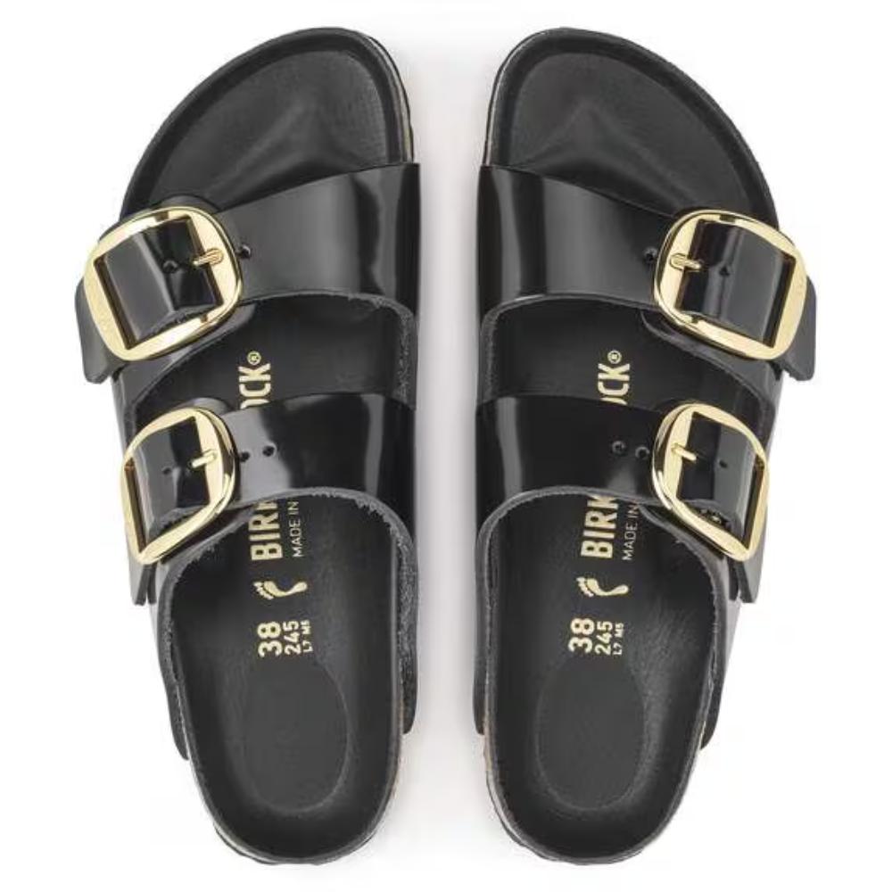 Birkenstock Arizona Big Buckle High Shine Leather Regular Sandals - Black