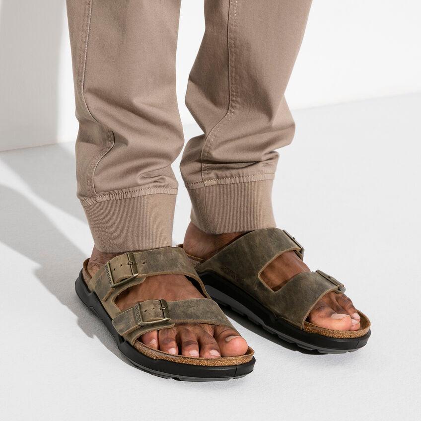 Birkenstock Arizona Crosstown Faded Khaki Olive Oiled Leather - Kumpfy Shoes