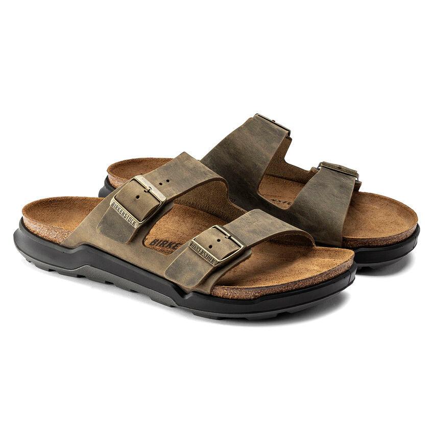 Birkenstock Arizona Crosstown Faded Khaki Olive Oiled Leather - Kumpfy Shoes