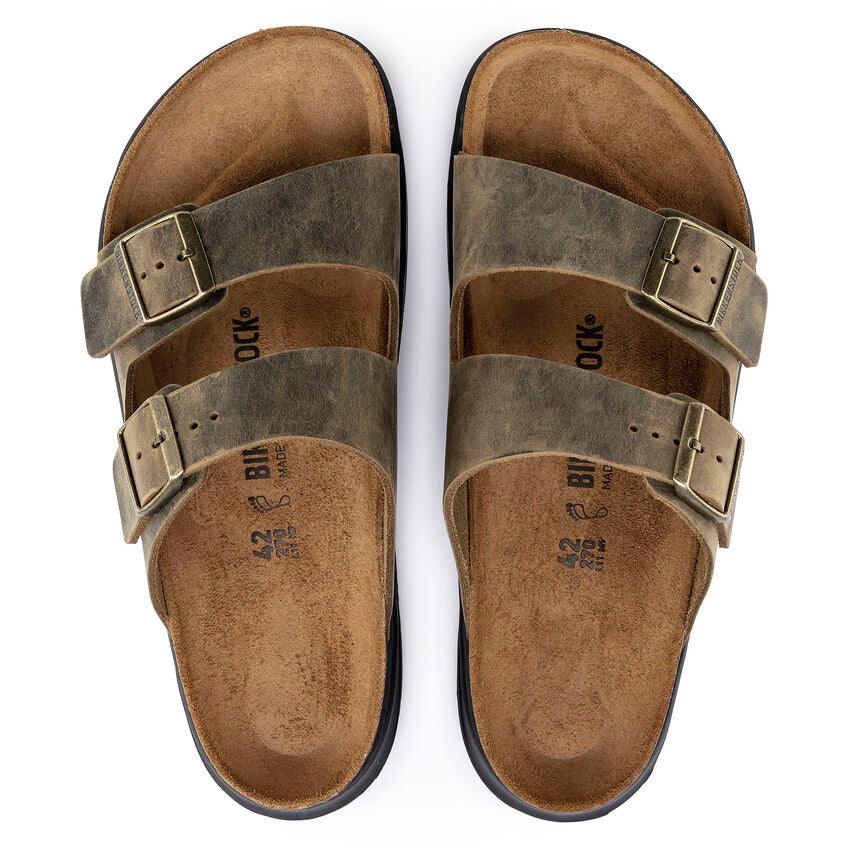Birkenstock Arizona Crosstown Faded Khaki Olive Oiled Leather - Kumpfy Shoes