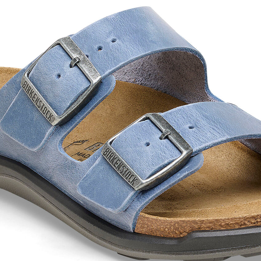 Close up of Birkenstock Arizona Elemental Blue Sandal