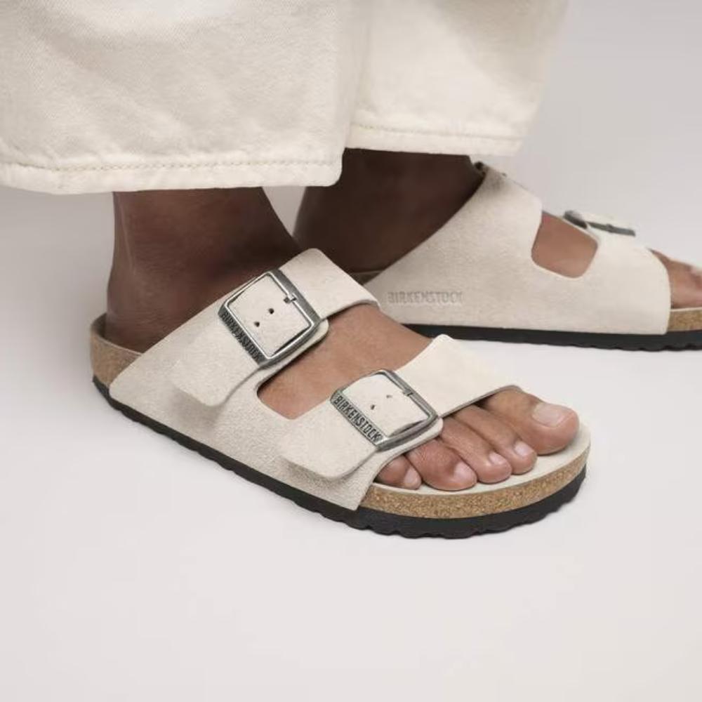 Birkenstock Arizona Soft Footbed Suede Regular Sandals - Oyster