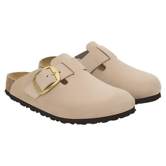 Birkenstock Boston Big Buckle Narrow Clog - Sandcastle Nubuck