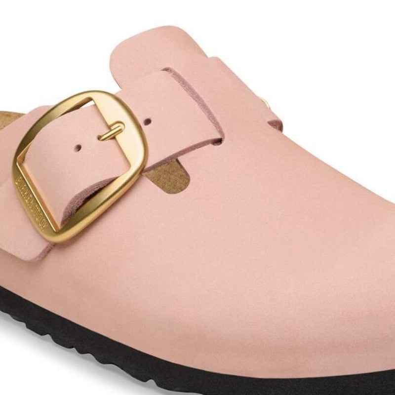 BirkenstockBostonBigBuckleSoftPinkNubuckNarrowCloseup