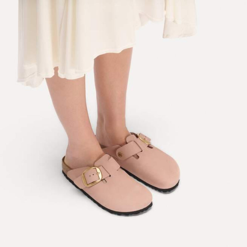 BirkenstockBostonBigBuckleSoftPinkNubuckNarrowLifeStyle