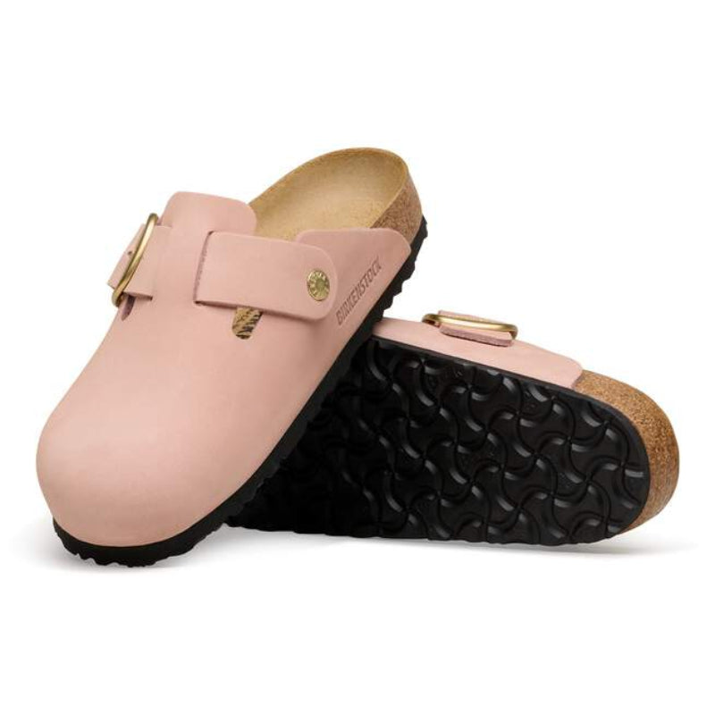 BirkenstockBostonBigBuckleSoftPinkNubuckNarrowPairAngle