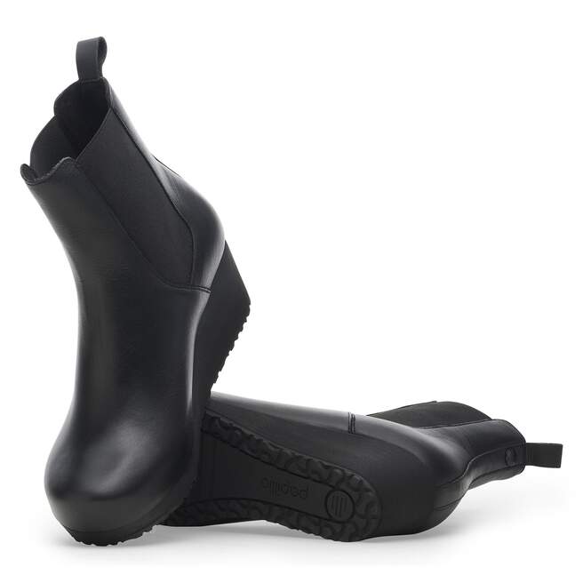 BirkenstockEbbaSlipOnBlackLeatherBootsPairAngle