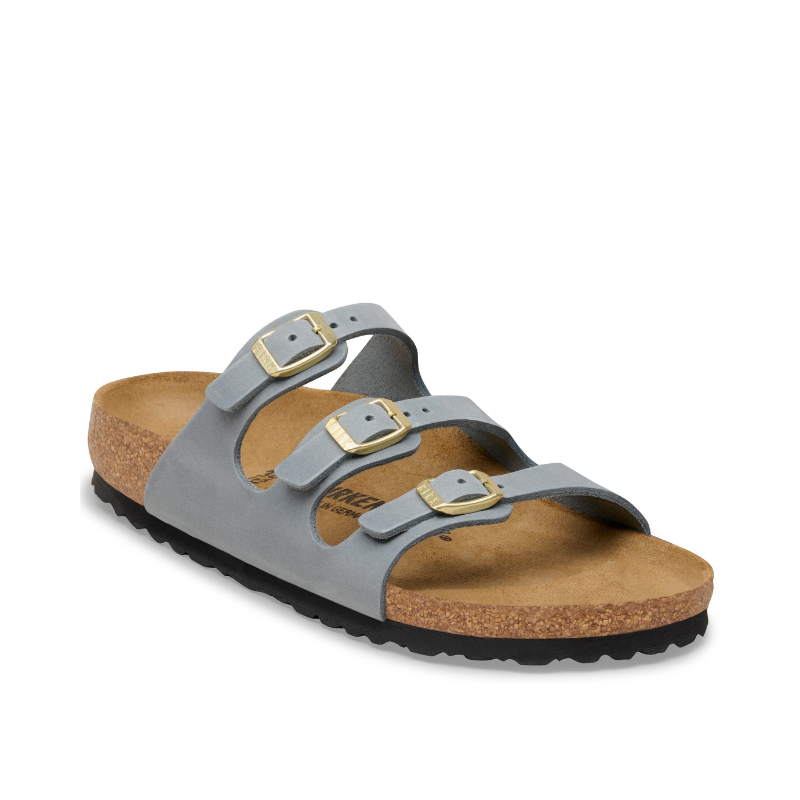 BirkenstockFloridaOiledLeatherBasaltGrayRegularSandalFrontSideView