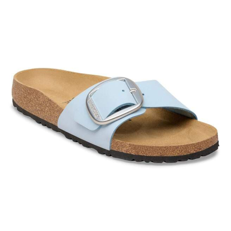 BirkenstockMadridBigBuckleBabyBlueNubuckNarrowFrontSideView