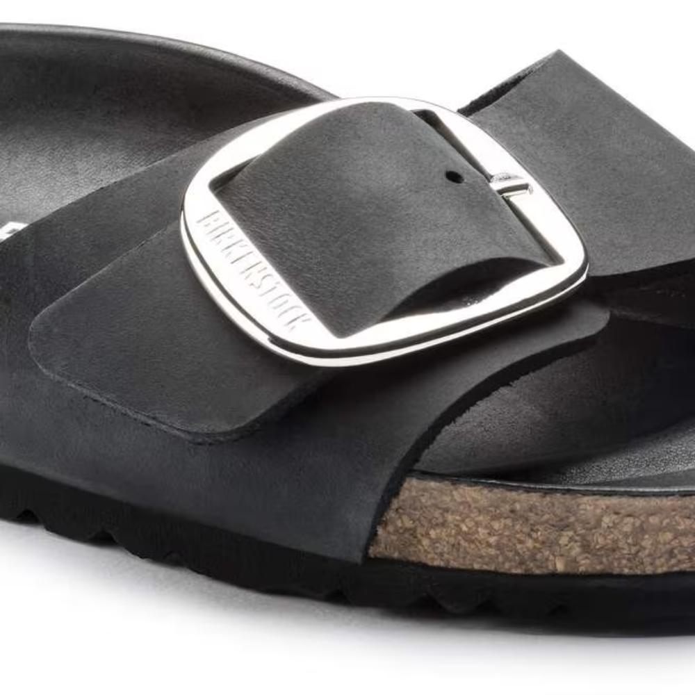 Birkenstock Madrid Big Buckle Oiled Leather Narrow Sandals - Black