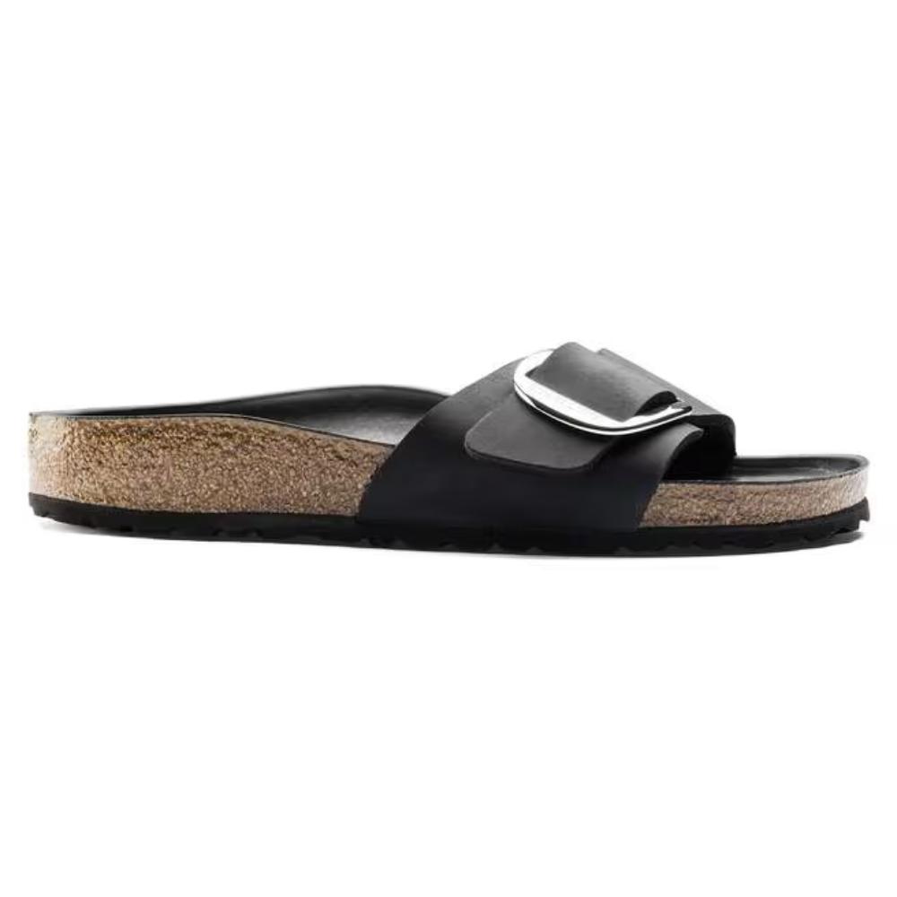 Birkenstock Madrid Big Buckle Oiled Leather Narrow Sandals - Black