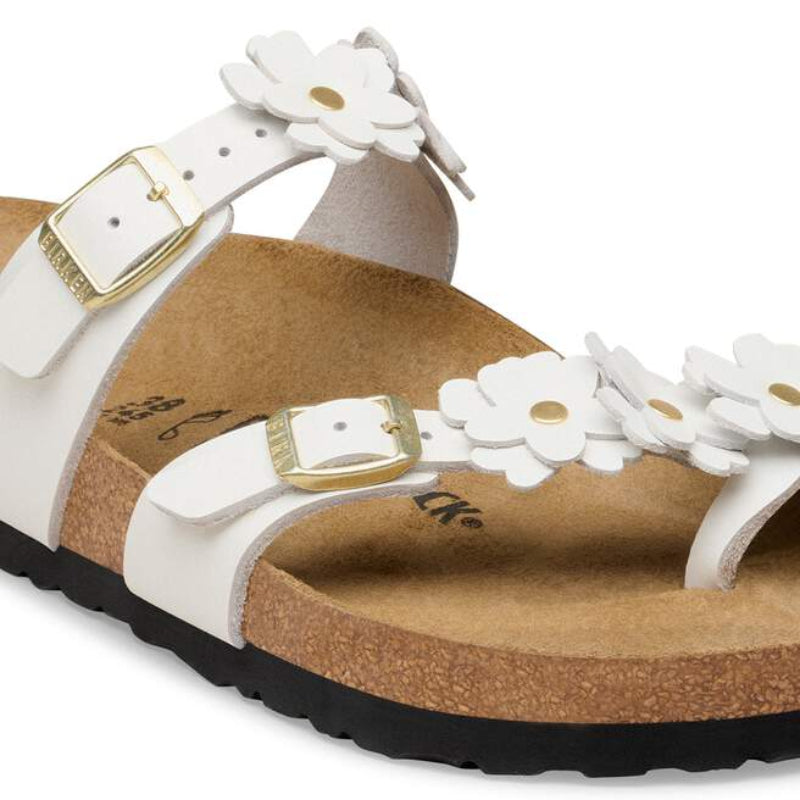 BirkenstockMayariFlowerWhiteLeatherRegularCloseUp