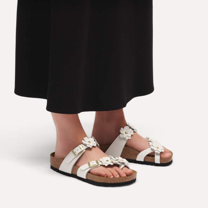 BirkenstockMayariFlowerWhiteLeatherRegularLifeStyleAngle