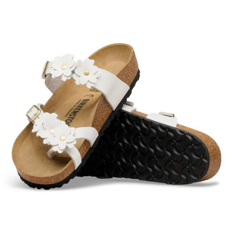 BirkenstockMayariFlowerWhiteLeatherRegularPairAngle