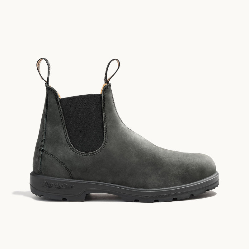 Black Chelsea boot on a white background