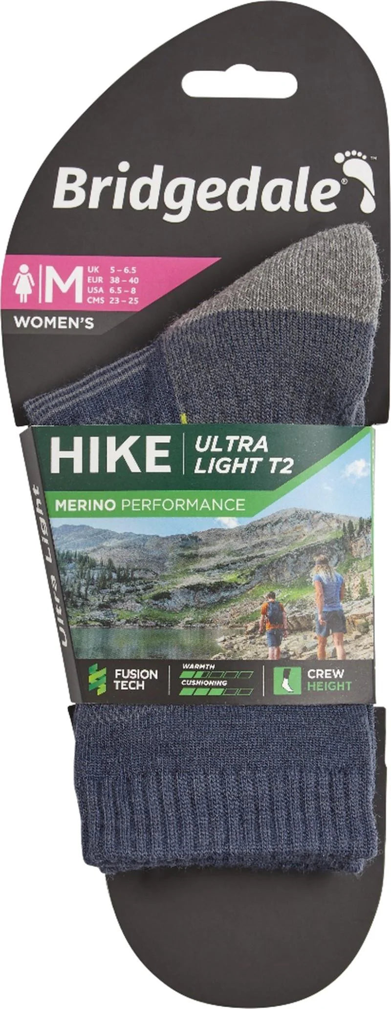 Women's ultralight hiking socks in denim color, perfect for mountain adventures