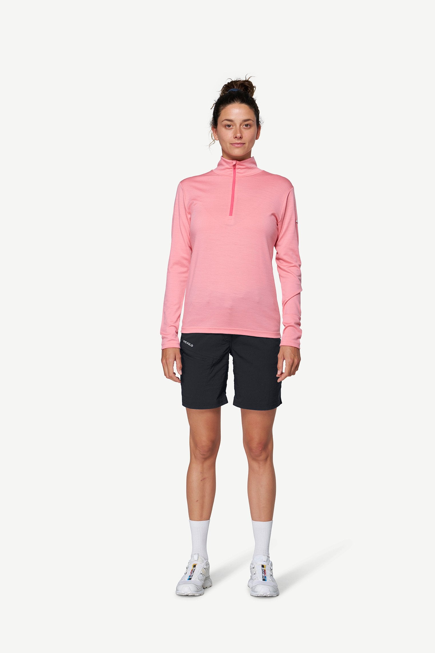 DevoldBreezePlusMerino200ZipNeckWmn-ApricotFrontView