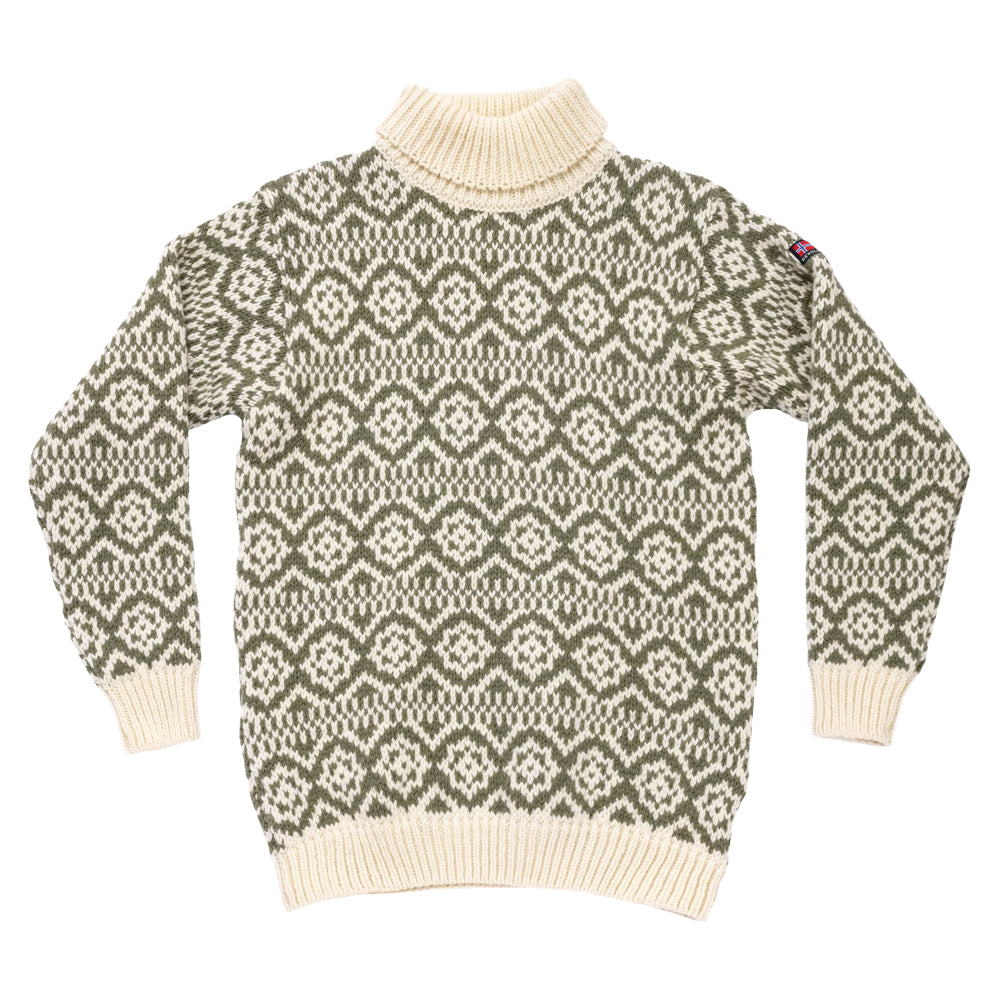 Devold Hoddevik Wool High Neck - Offwhite/Olive - L