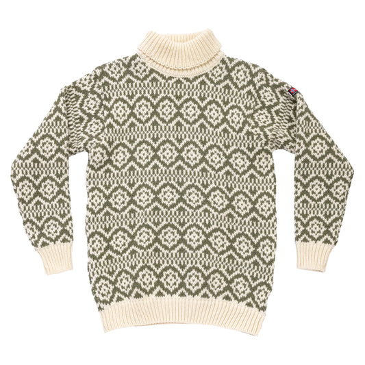 Devold Hoddevik Wool High Neck - Offwhite/Olive - L