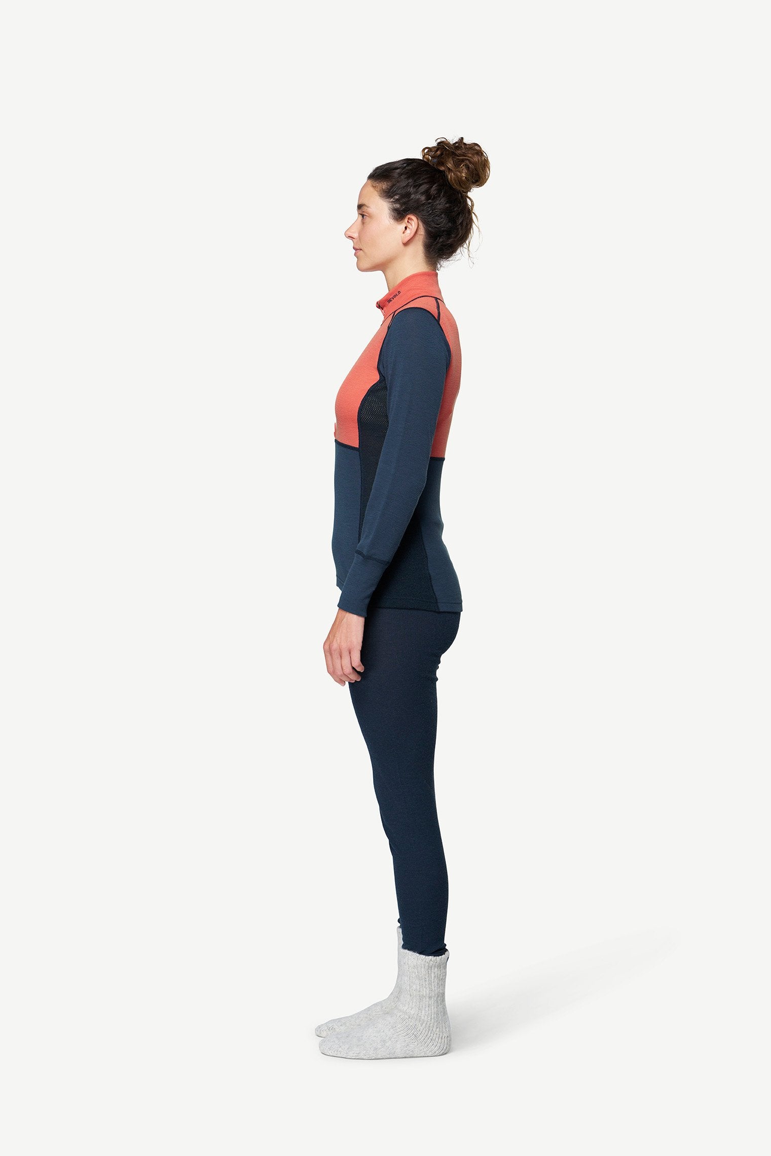 DevoldLauparenMerino190ZipNeckWmn-CoralNightInkSideView